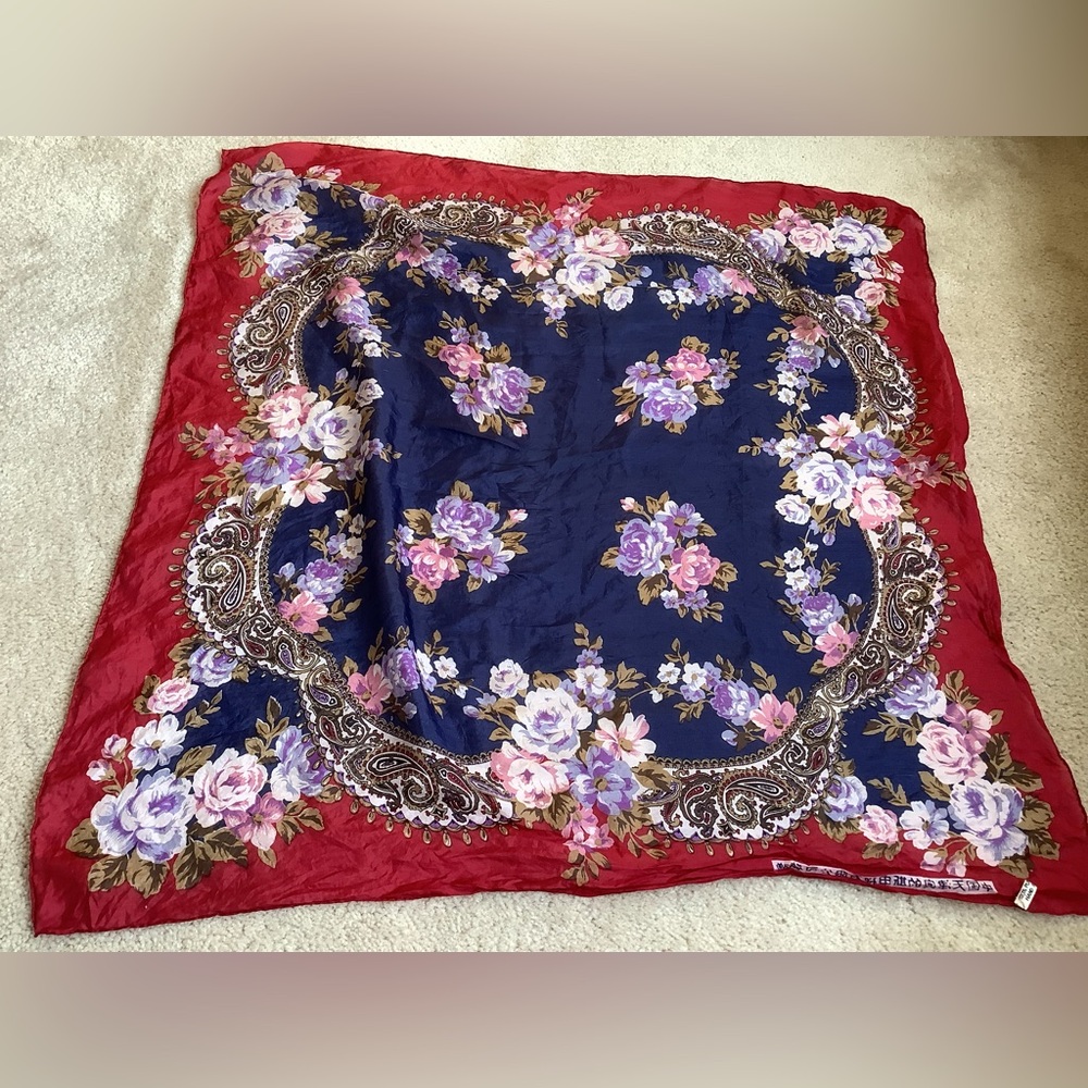 100% silk hand rolled square scarf